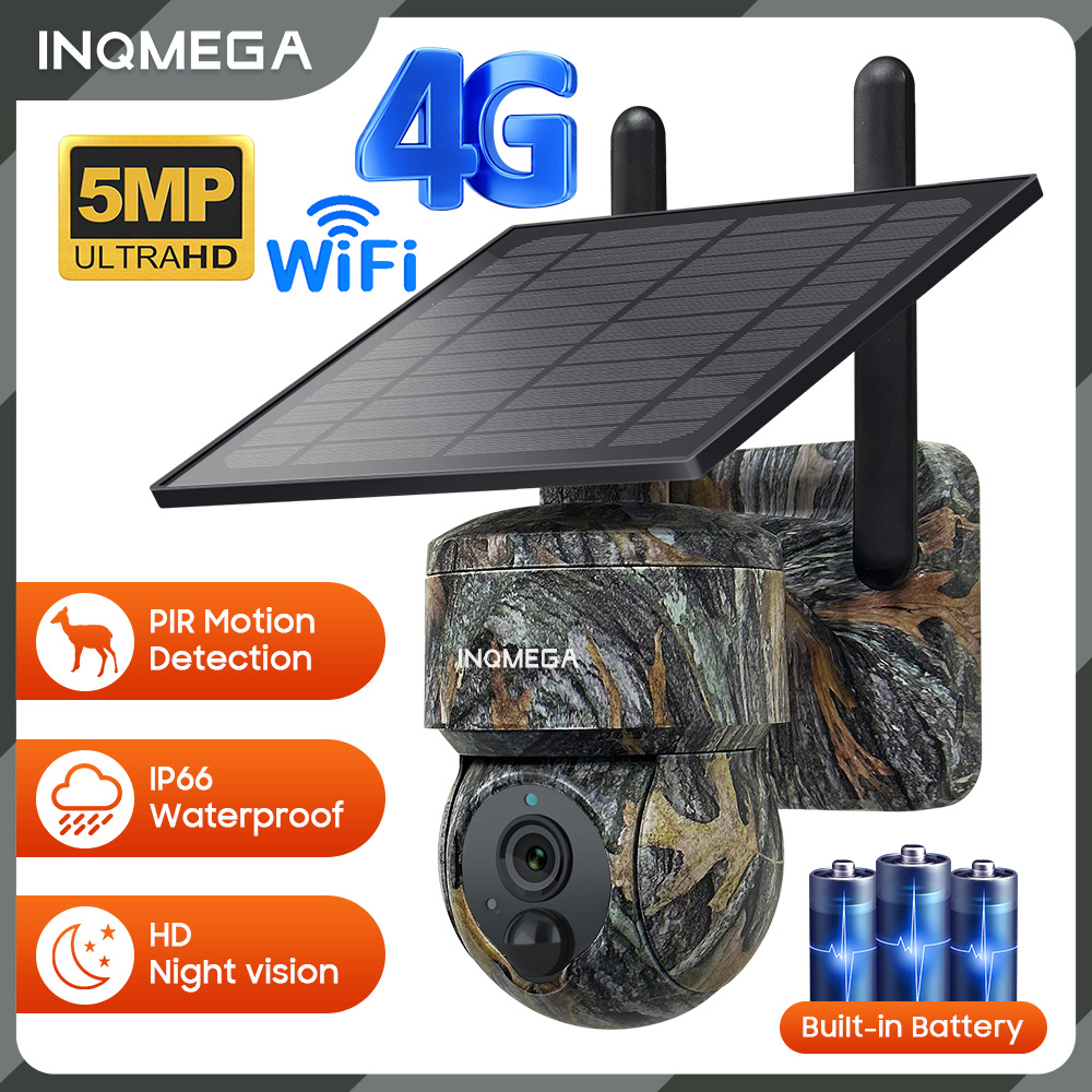 Outdoor Power Monitor - INQMEGA 5MP 4G/WIFIพลังงานแสงอาทิตย์กล้องรักษาความปลอดภัยไร้สายกลางแจ้งพลังงานแสงอาทิตย์กล้องNight Visionสีกล้องPIR Detection Cam
