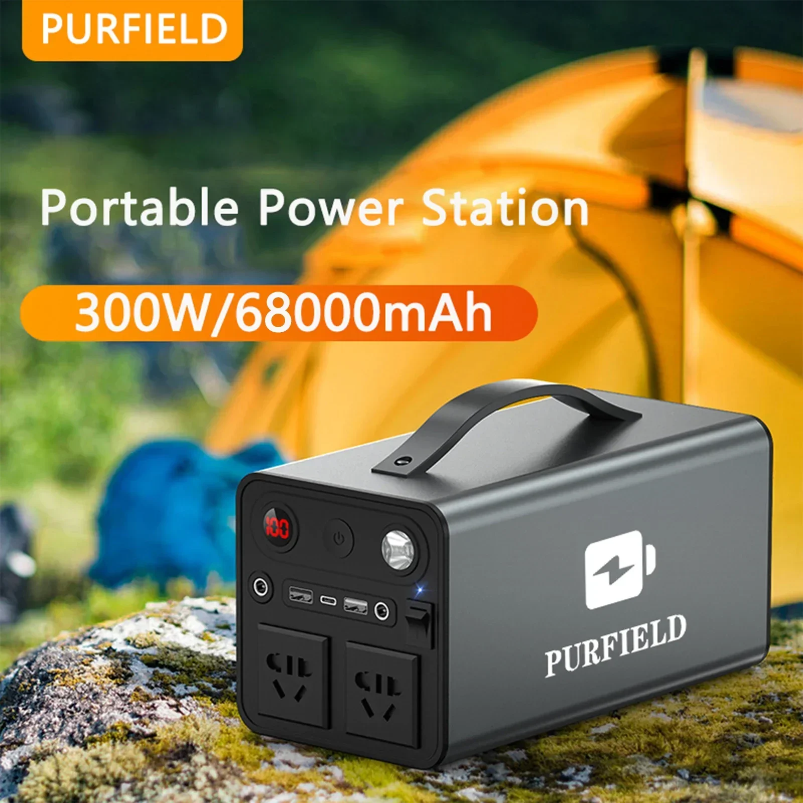Outdoor Power Kit - PURFIELD แบบพกพา 68000mAh 300W Station เครื่องกําเนิดไฟฟ้าแบตเตอรี่