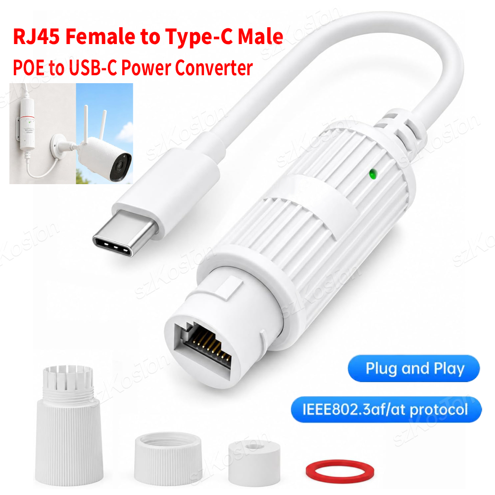 Outdoor Power Monitor - ตัวแปลงไฟ POE เป็น USB-C อะแดปเตอร์ชาร์จ RJ45