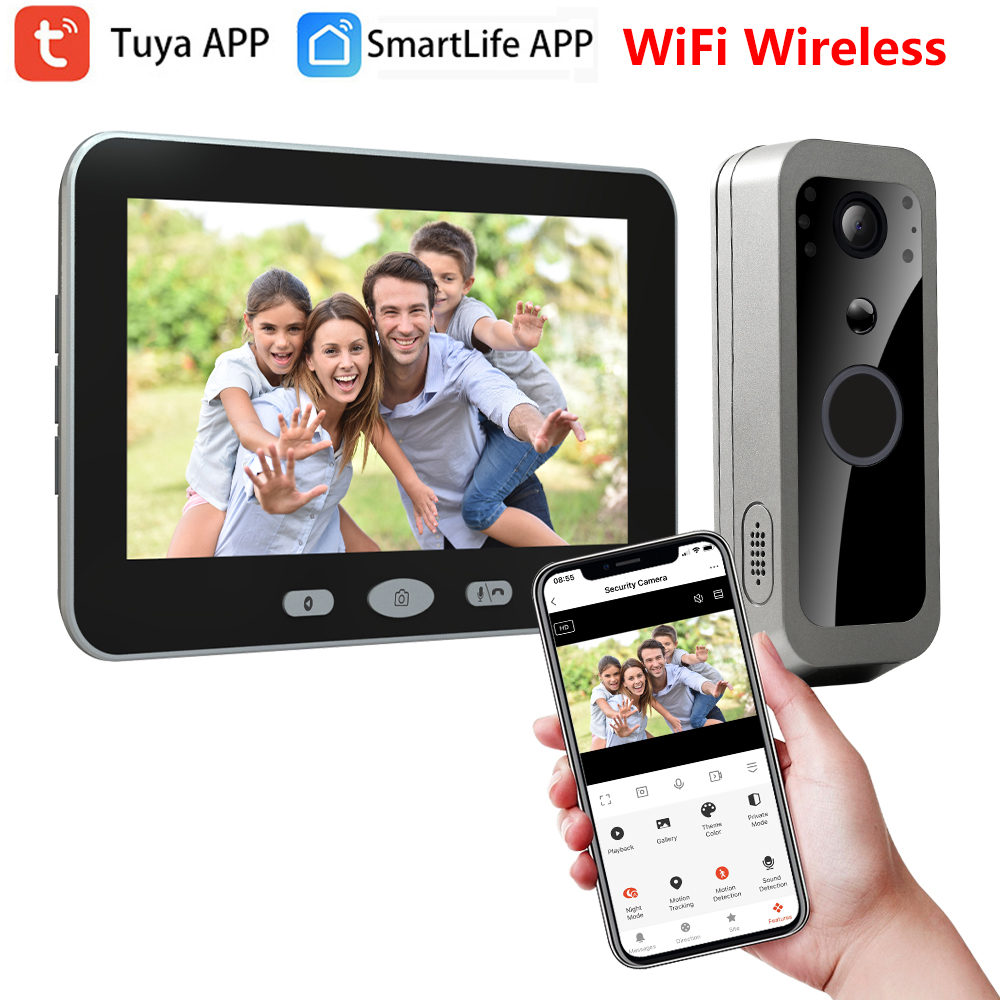 Outdoor Power Monitor - ทูย่า สมาร์ทไลฟ์ 3MP 2.4G WIFI กล้องวิดีโอออดประตูไร้สายกลางแจ้งระบบอินเตอร์คอมประตูไร้สายแบตเตอรี่ขับเคลื่อนหน้าจอขนาด